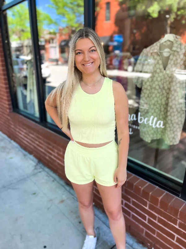 Count Me In Rib Tank - Lime spandex blend tank