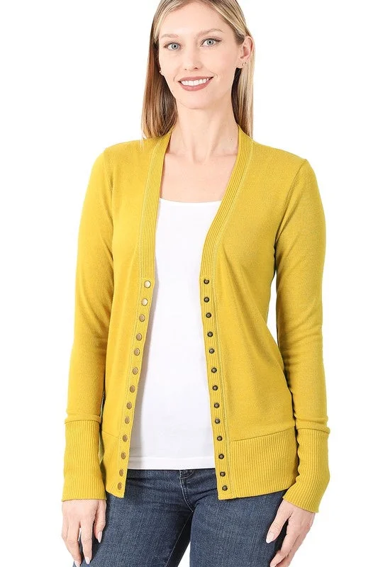 Snap Up Cardigan - Golden Wasabi Plaid Cardigan Polka Dot Checkered