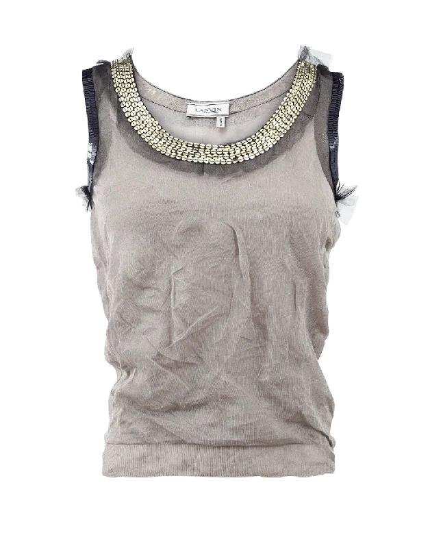 Crinkle Tank With Sequins cute tank top