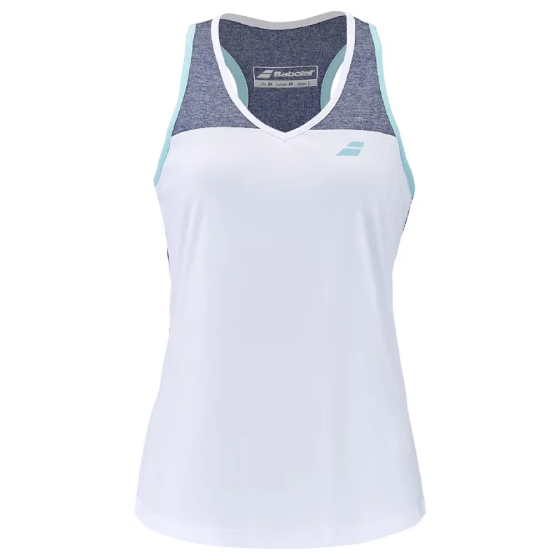 Babolat Women's Play Tank Top [White/Heather Blue] cutout tank top
