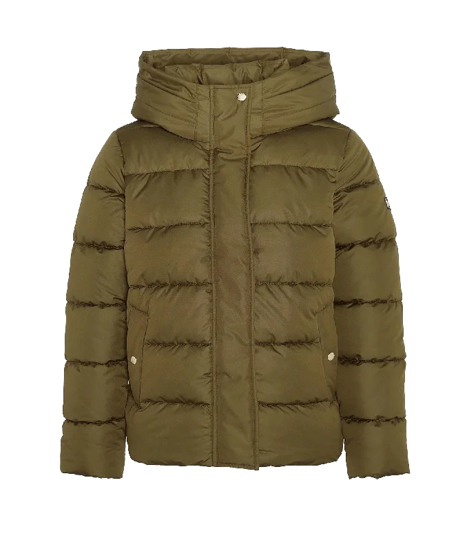 Barron Puffer Jacket - Green Tiered Jacket Buttoned Jacket Zippered Jacket