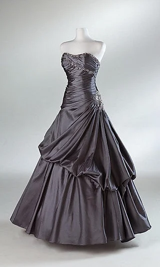 Black Strapless Beading A-Line Vintage Long Party Dress Evening Gown, DP4378 Bodycon Fitted Nightout