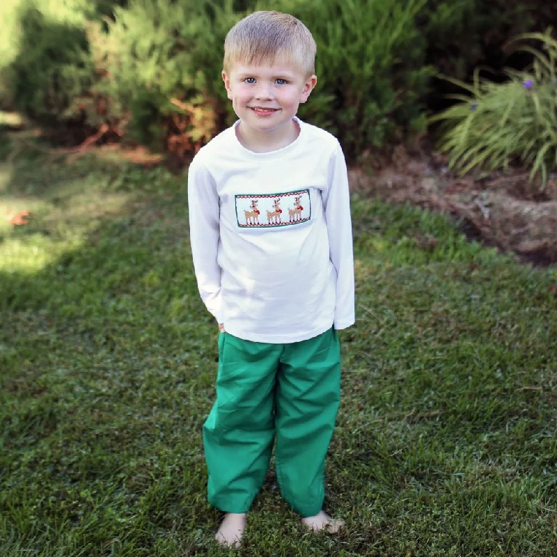 Smocked Reindeer Pant Set Modern Skinny Pants