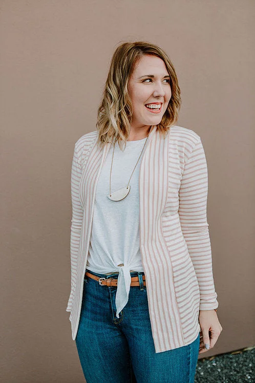 Sew To Grow Fall in Love Cardigan Solid Color Striped Floral Print