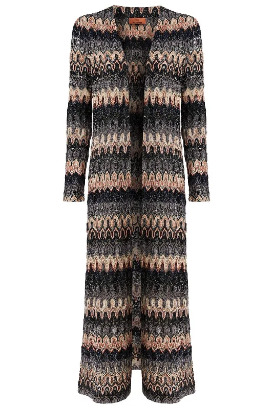 Maxi Cardigan - Dark Tones Hooded Caped Shawl Collar