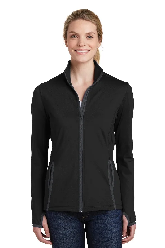 Custom Embroidered - Sport-Tek® Ladies Sport-Wick® Stretch Contrast Full-Zip Jacket.  LST853 Wool Jacket Cashmere Jacket Tweed Jacket