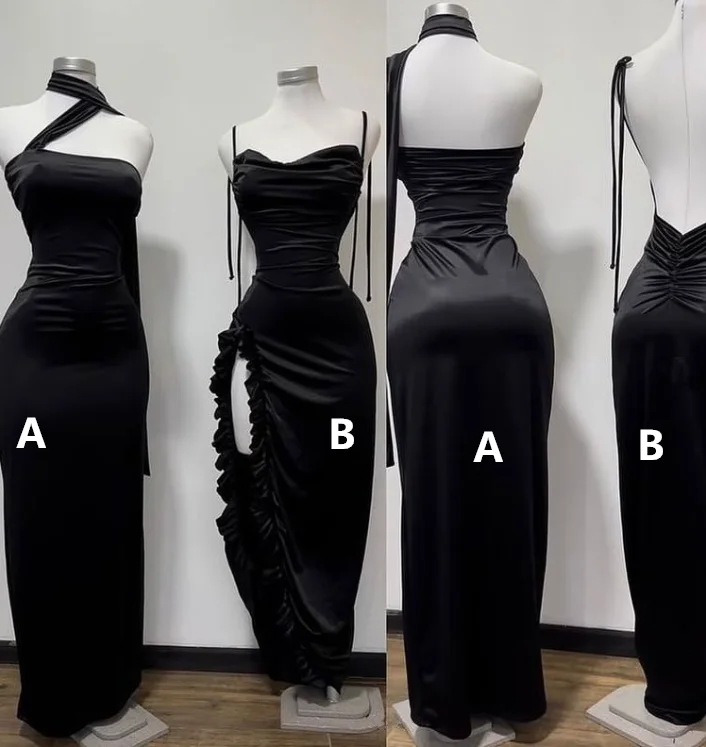 Charming Black Halter Sheath Satin Long Evening Party Dress DP3937 Tunics Bestseller popular