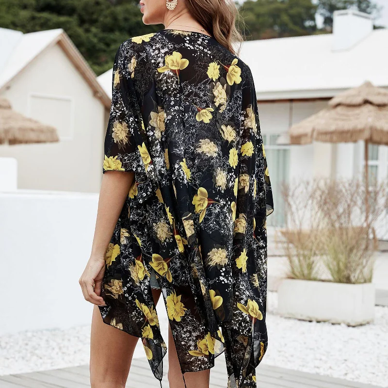 Women Summer Kimono Cardigan Tops Beach Cover Up Blouse Bikini Beachwear Anti-Pilling Anti-Shrink Durable