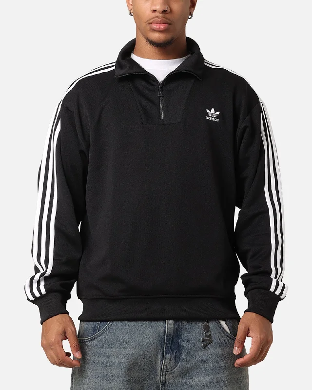 Adidas Funnel Neck Track Jacket Black Welt Pockets Slit Pockets Flap Pockets