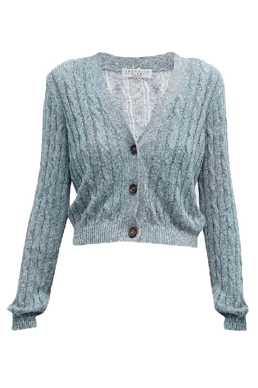 Paillette Detail Cardigan Layered Multi-layer Single Layer