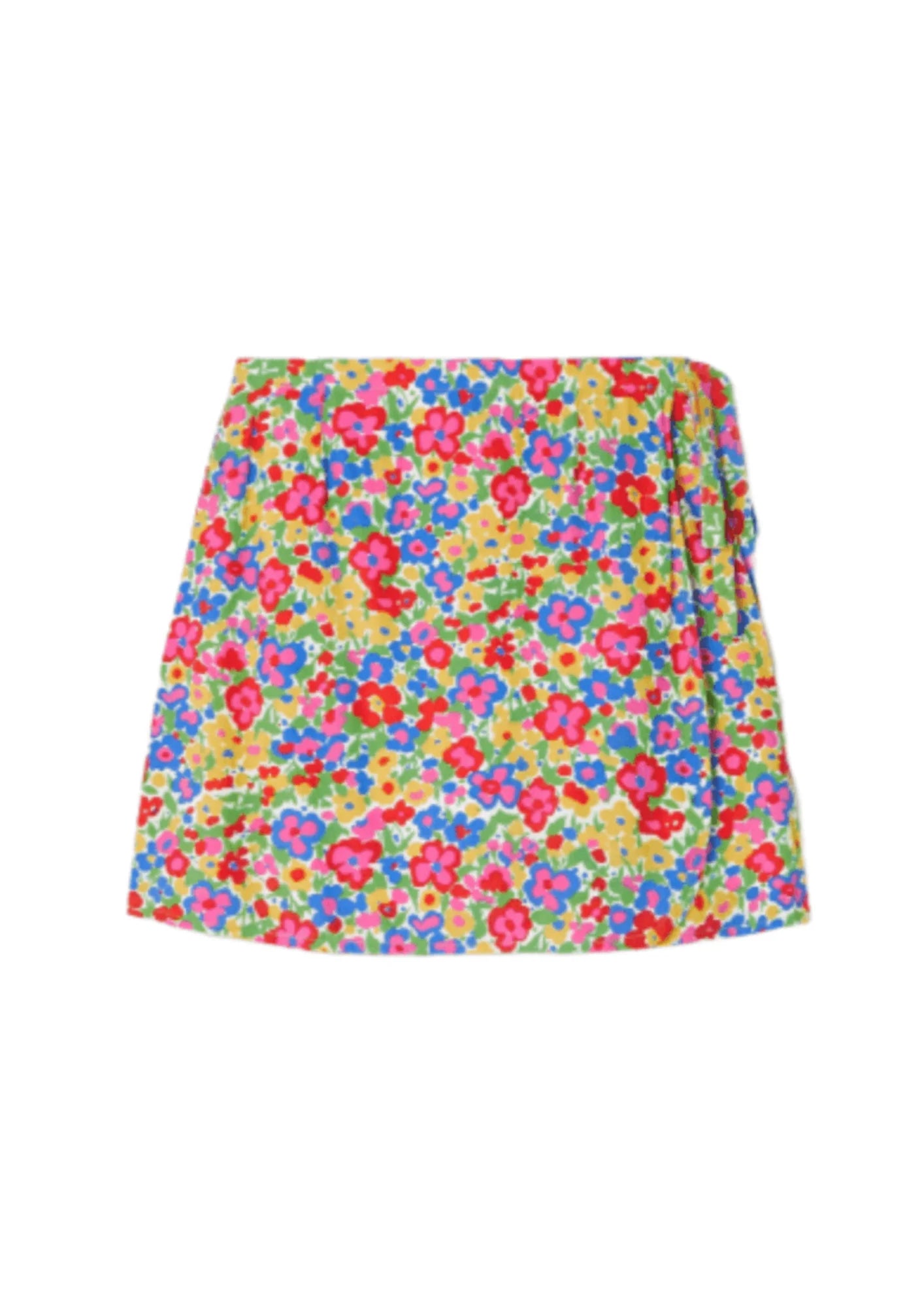 FLORAL MINI WRAP SKIRT wool skirt sturdy