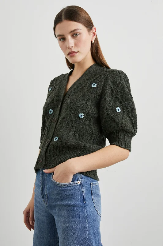 ISLA CARDIGAN - FOREST DAISIES Chenille Blend Fleece Blend Nylon Blend