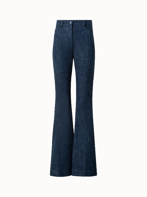 Flared Winter Denim Pants Fashionable Button-Up Pants