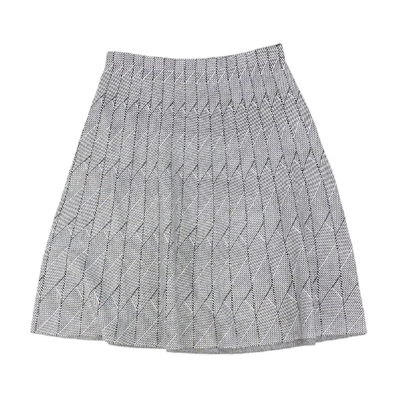 White Geometric Midi Skirt velvet skirt plush