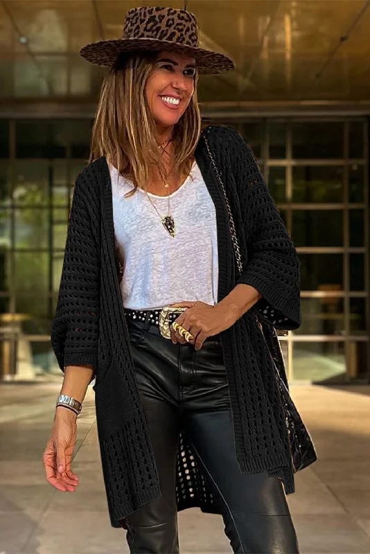 Casual Loose Knit Cardigan Crew Neck V-Neck Turtle Neck