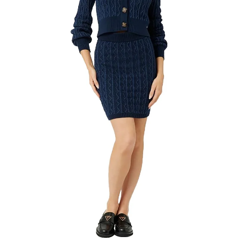Guess Womens Solid Knit Mini Skirt elastic waist skirt