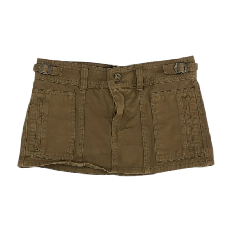 Olive Solid Mini Skirt silk skirt smooth