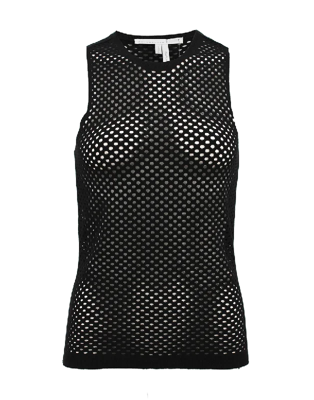Black Techno Knit Tank crew neck tank