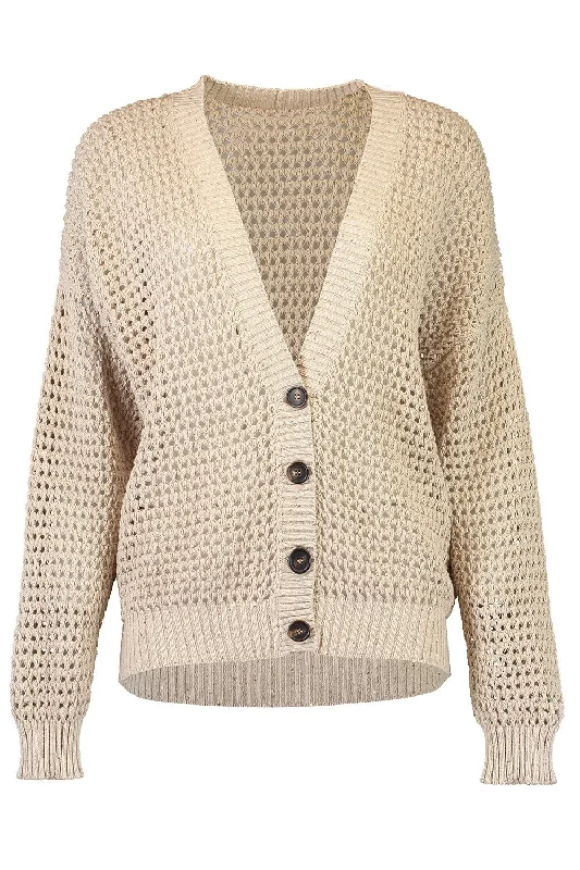 Dazzling Net Cardigan Cashmere Blend Cotton Blend Poly Blend