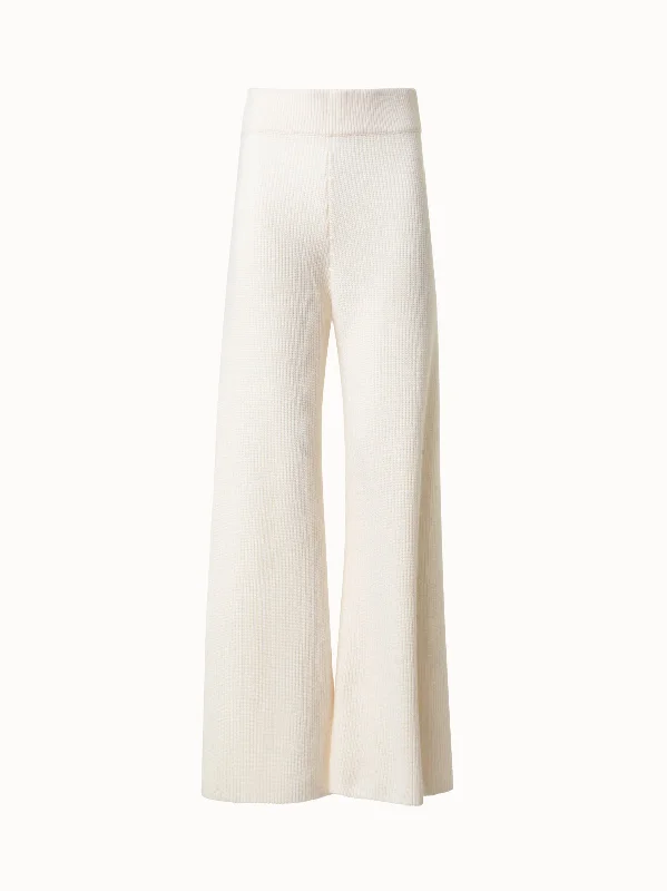 Wide Leg Knit Pants in Wool Cashmere Blend Comfortable Jogging Pants