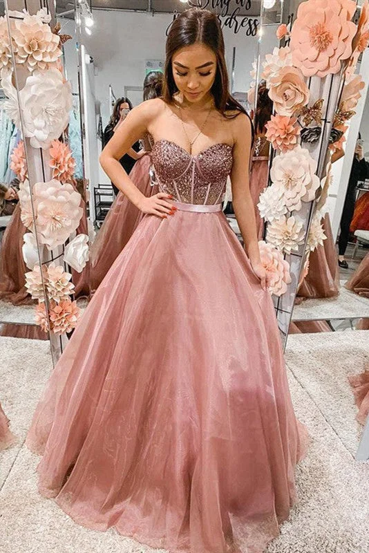 A Line Long Beaded Sweetheart  Popular Evening Party Dresses Prom Dresses Tunics Sophisticated sleek