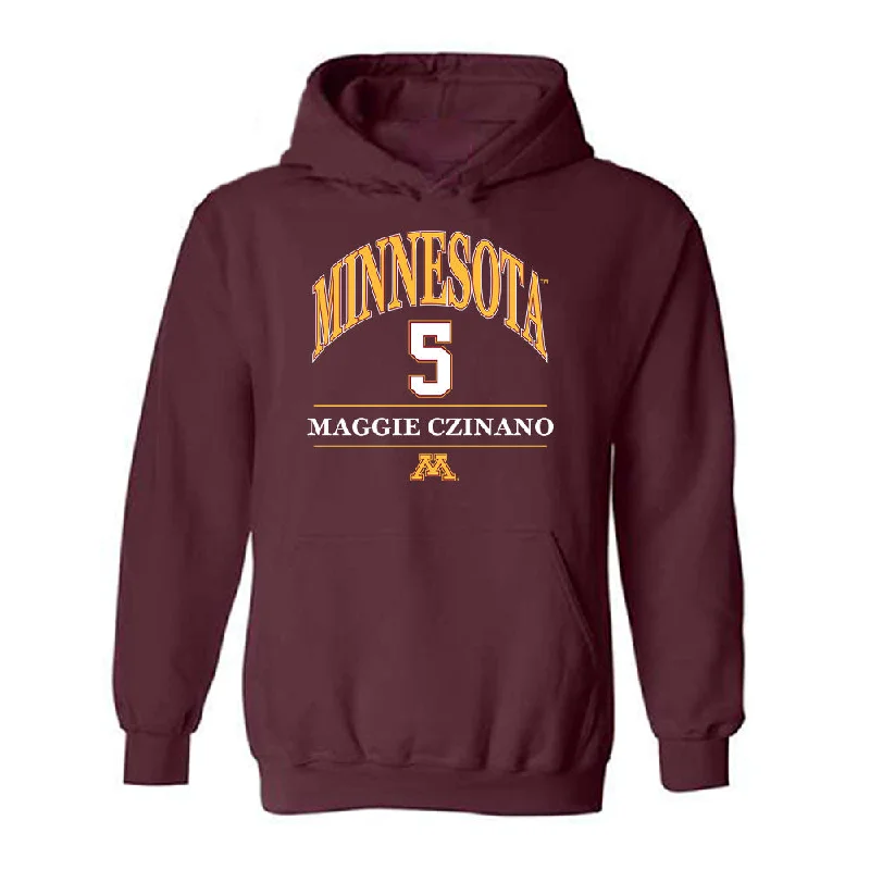 Minnesota - NCAA Women's Basketball : Maggie Czinano - Classic Fashion Shersey Hooded Sweatshirt Hoodie with Distressed Vintage Worn Minnesota - NCAA Women's Basketball : Maggie Czinano - Classic Fashion Shersey Hooded Sweatshirt Hoodie with Distressed Vintage Worn
