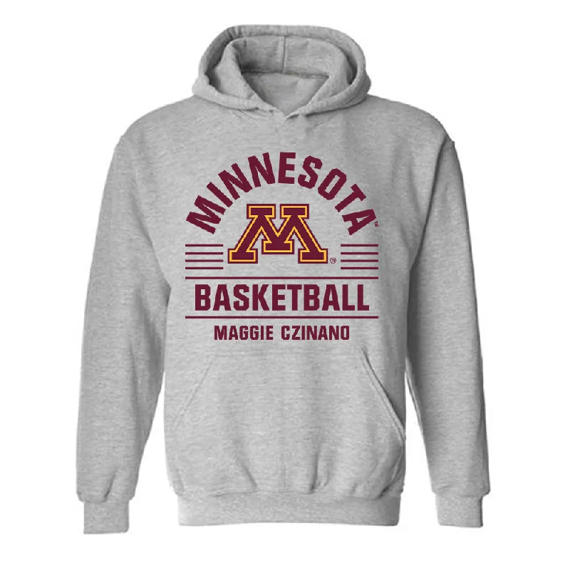 Minnesota - NCAA Women's Basketball : Maggie Czinano - Classic Fashion Shersey Hooded Sweatshirt Hoodie with Raw Hem Edgy Unfinished Minnesota - NCAA Women's Basketball : Maggie Czinano - Classic Fashion Shersey Hooded Sweatshirt Hoodie with Raw Hem Edgy Unfinished